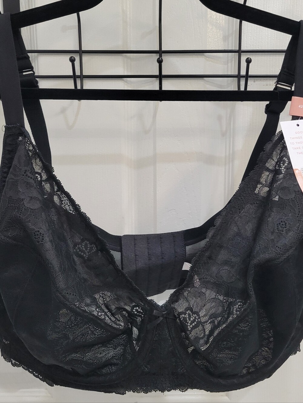 42K Black Lace Lane Bryant Curve Icon Unlined Balconette Bra NWT